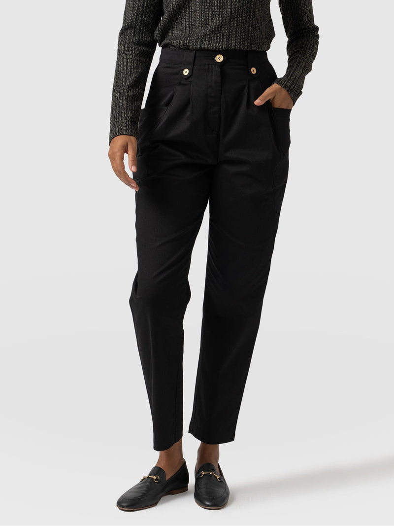 High Waisted Cargo Pant Black - Women's Trousers | Saint + Sofia® EU