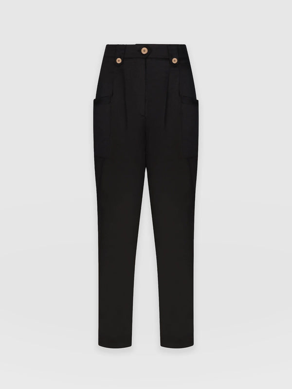 High Waisted Cargo Pant Black - Women's Trousers | Saint + Sofia® EU