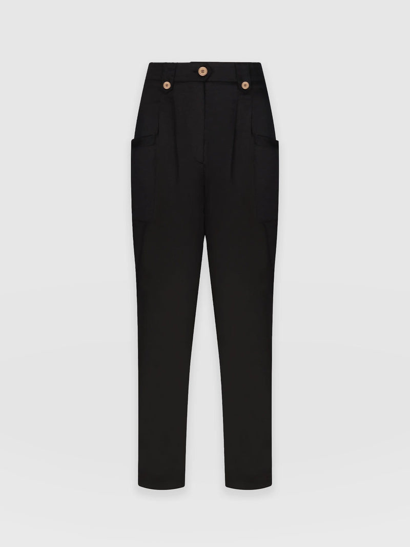 High Waisted Cargo Pant Black - Women's Trousers | Saint + Sofia® EU