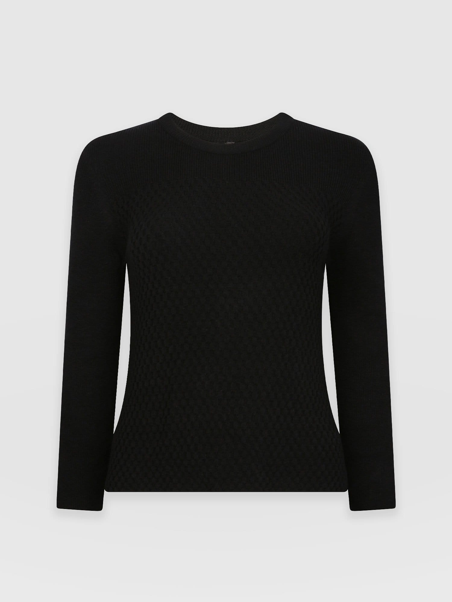 Honeycomb Rib Jumper Black - Women's Jumpers | Saint + Sofia® EU