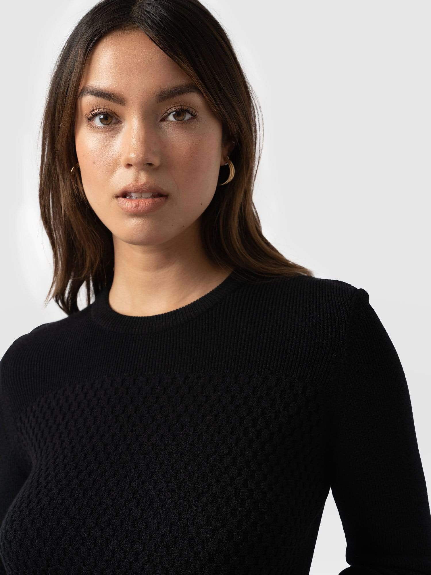 Honeycomb Rib Jumper Black - Women's Jumpers | Saint + Sofia® EU