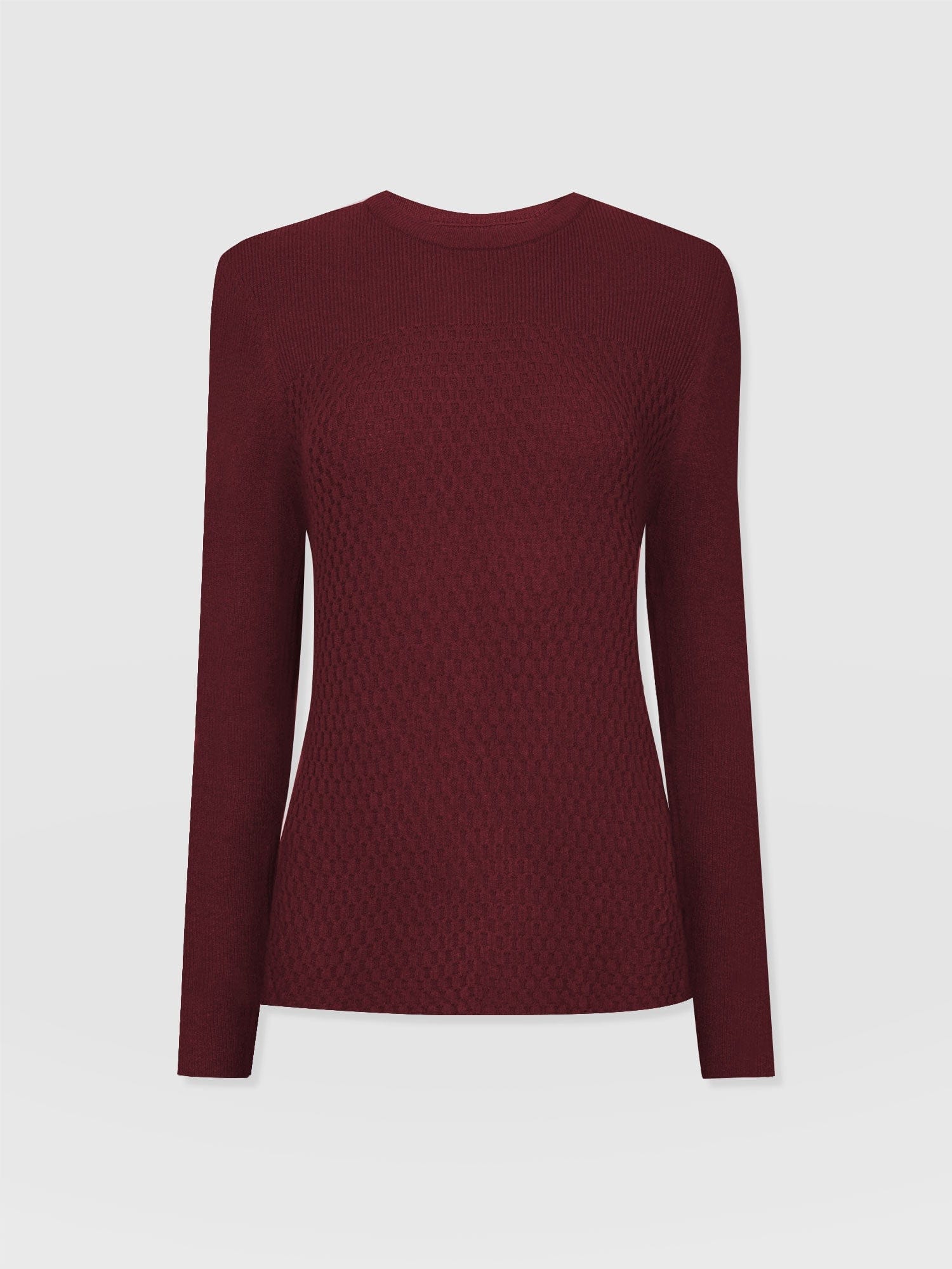 Honeycomb Rib Jumper Burgundy - Women's Jumpers | Saint + Sofia® EU