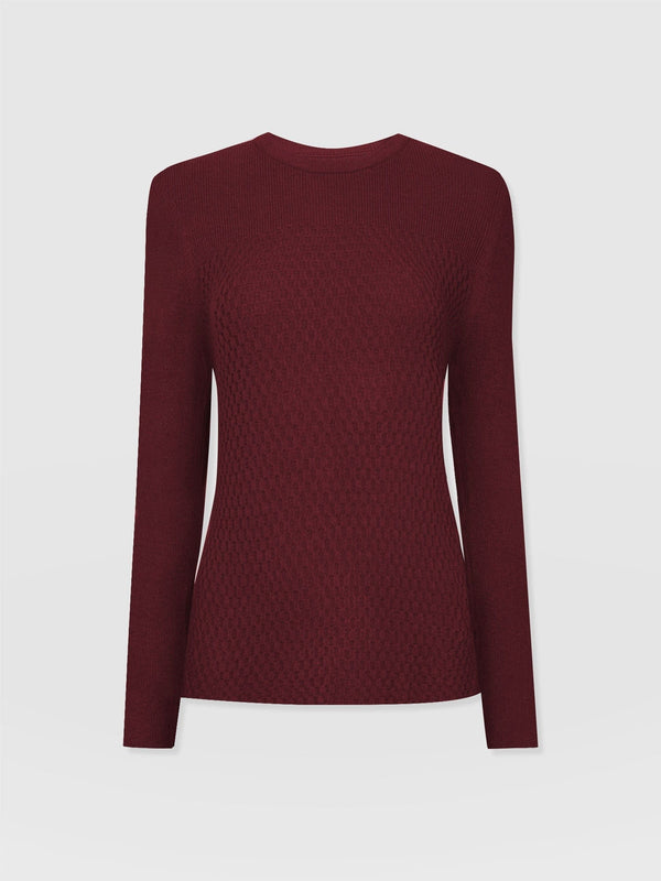 Honeycomb Rib Jumper Burgundy - Women's Jumpers | Saint + Sofia® EU