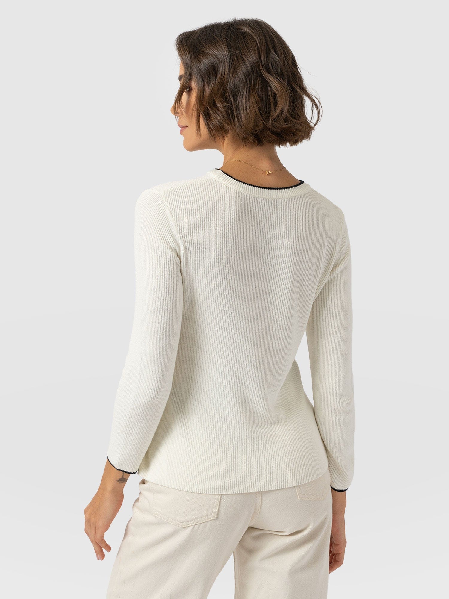 Honeycomb Rib Jumper Cream - Women's Jumpers | Saint + Sofia® EU