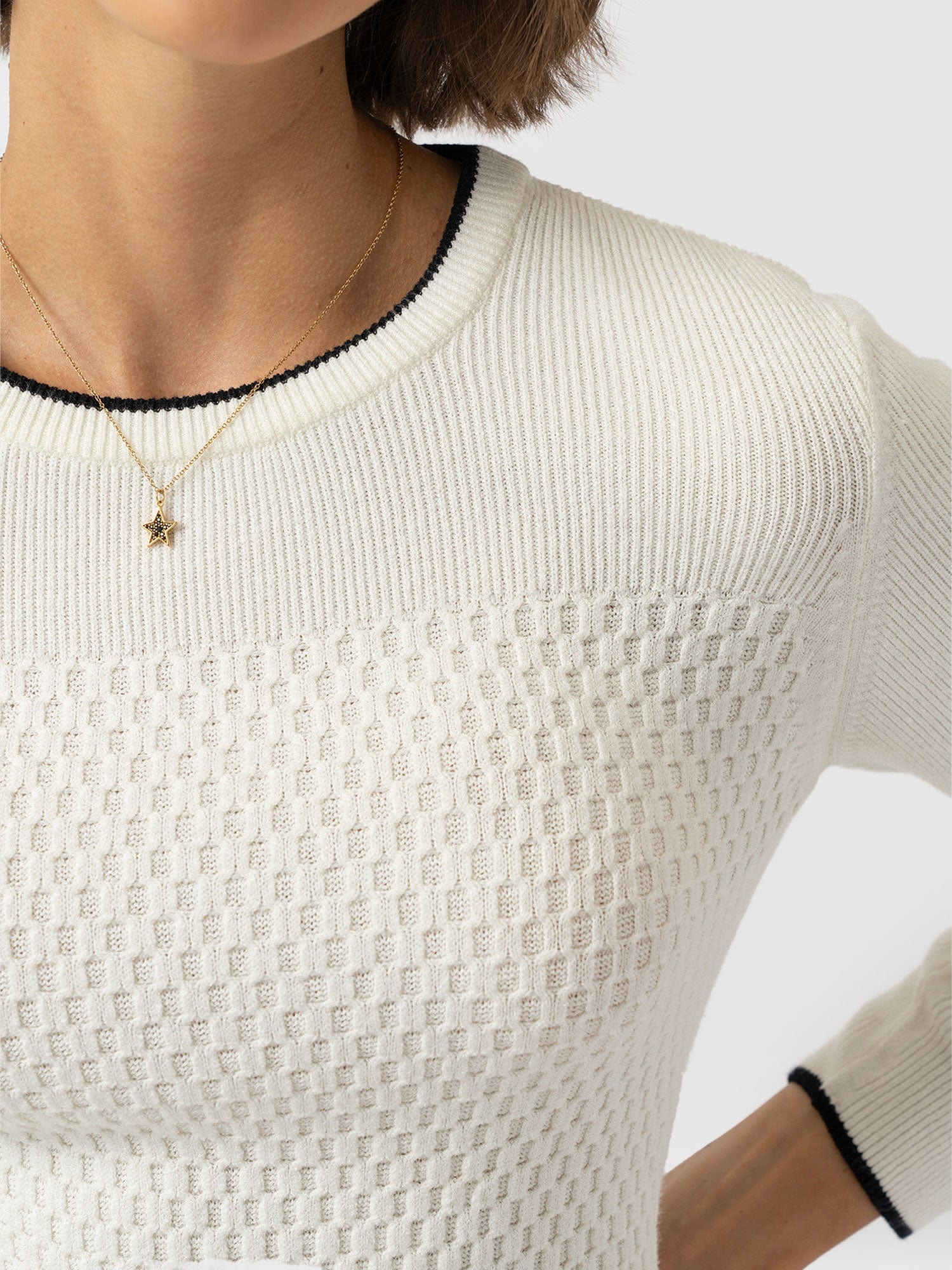 Honeycomb Rib Jumper Cream - Women's Jumpers | Saint + Sofia® EU