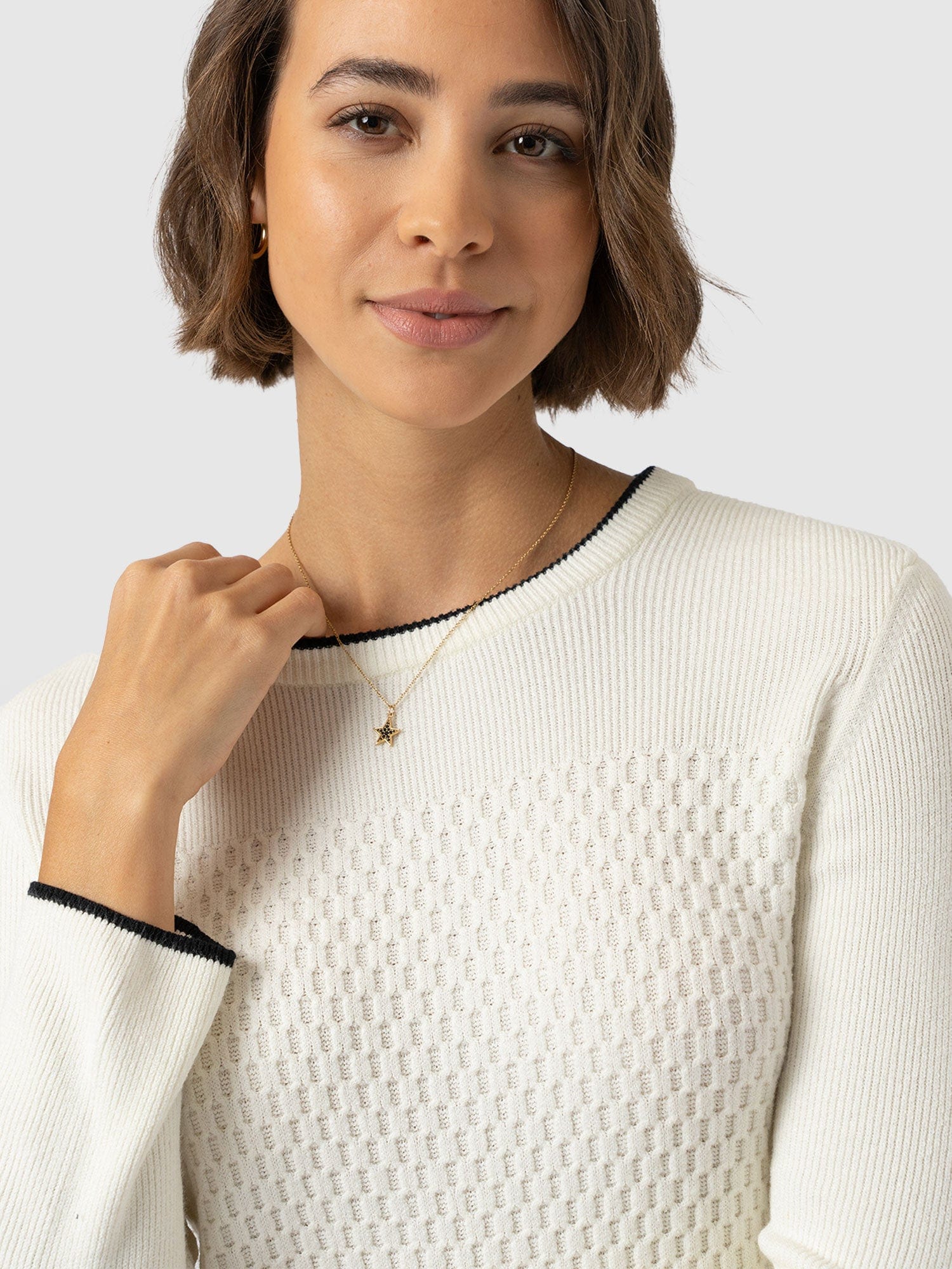 Honeycomb Rib Jumper Cream - Women's Jumpers | Saint + Sofia® EU