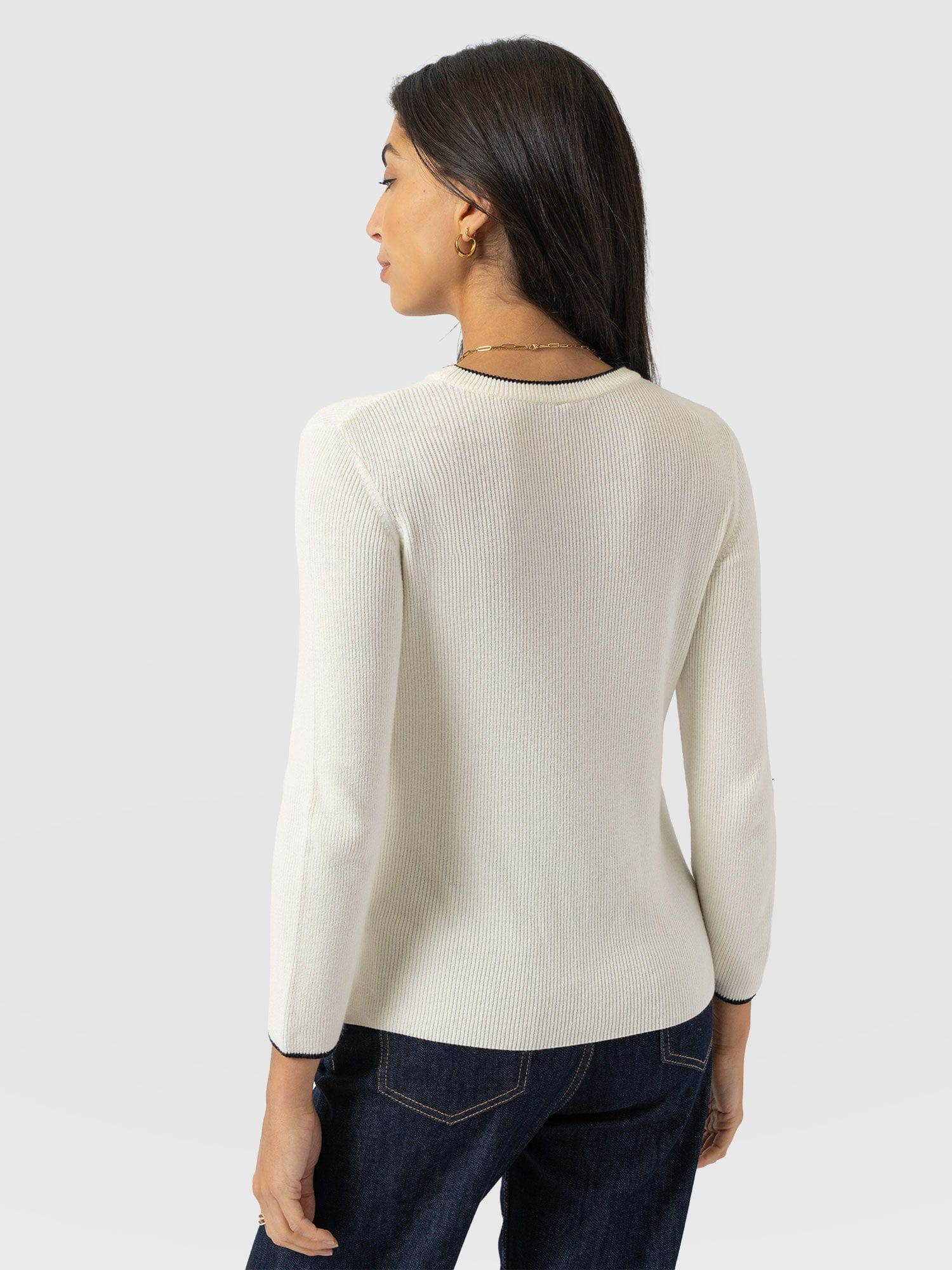 Honeycomb Rib Jumper Cream - Women's Jumpers | Saint + Sofia® EU