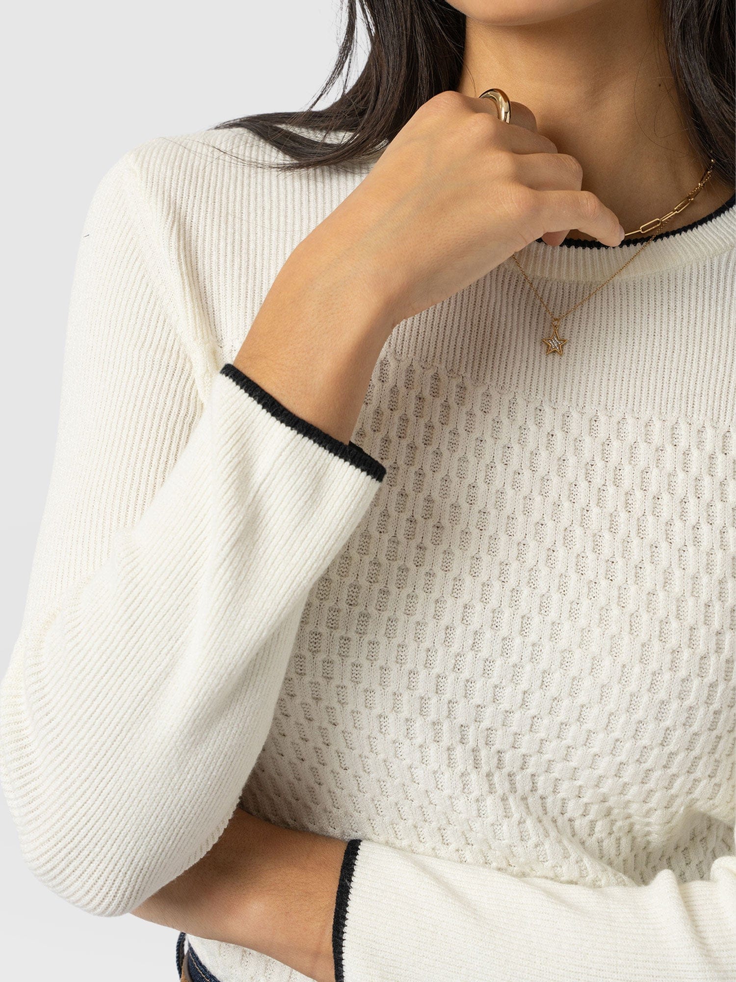 Honeycomb Rib Jumper Cream - Women's Jumpers | Saint + Sofia® EU