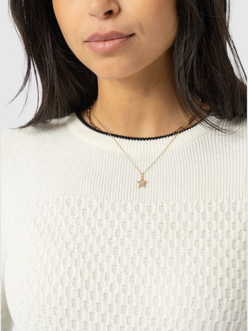 Honeycomb Rib Jumper Cream - Women's Jumpers | Saint + Sofia® EU