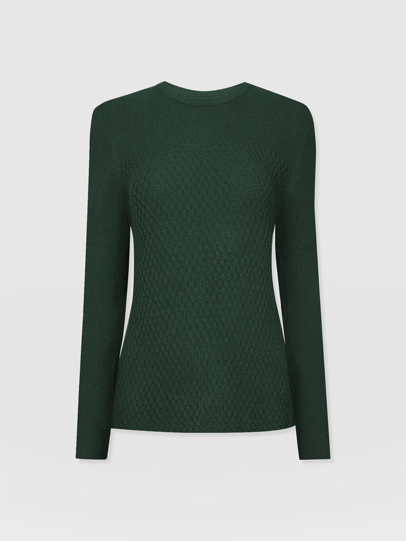 Honeycomb Rib Jumper Green - Women's Jumpers | Saint + Sofia® EU