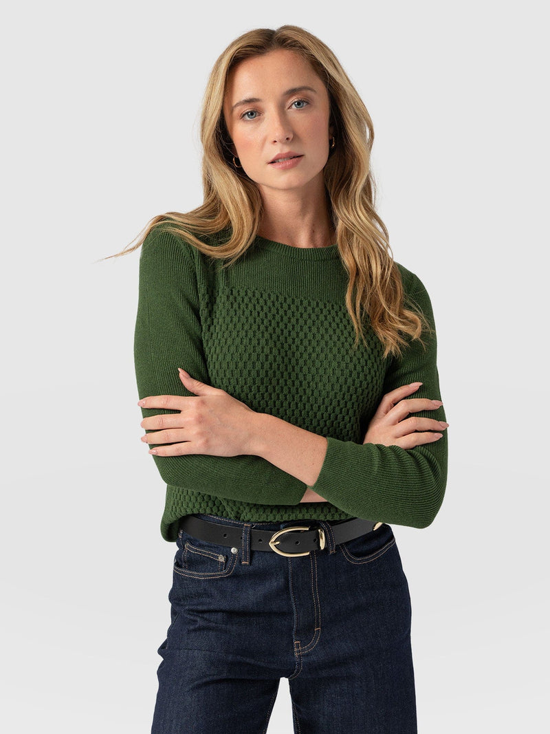 Honeycomb Rib Jumper Green - Women's Jumpers | Saint + Sofia® EU