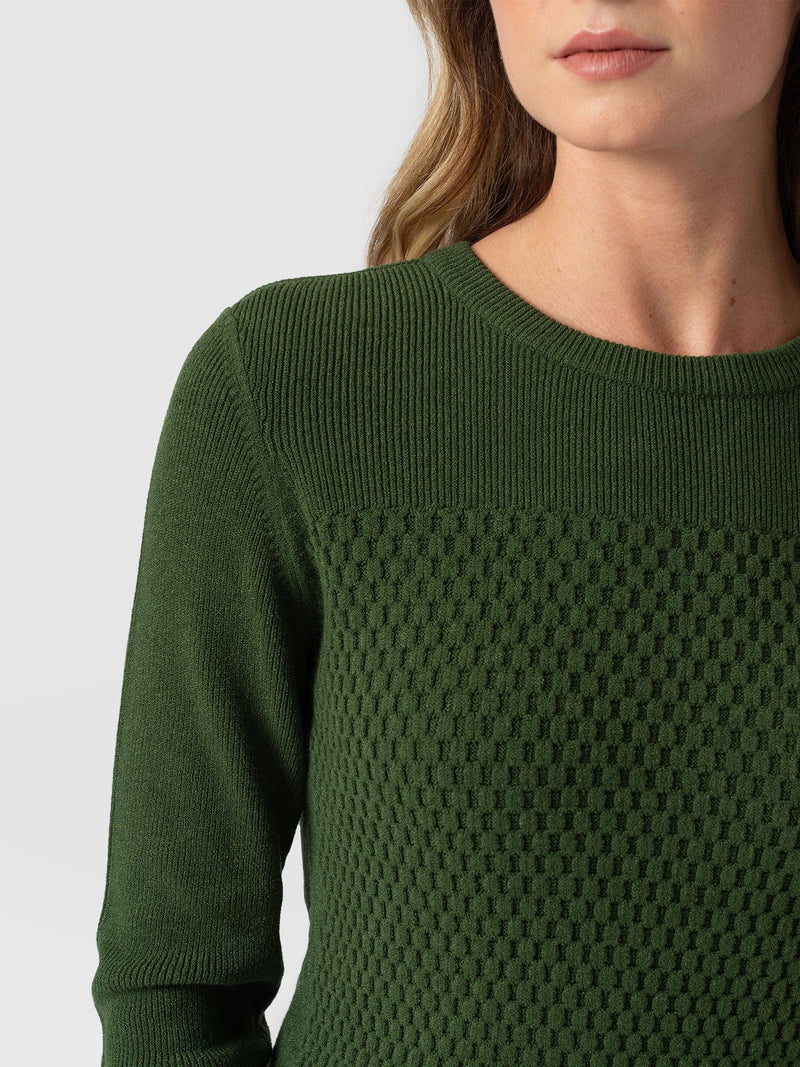 Honeycomb Rib Jumper Green - Women's Jumpers | Saint + Sofia® EU