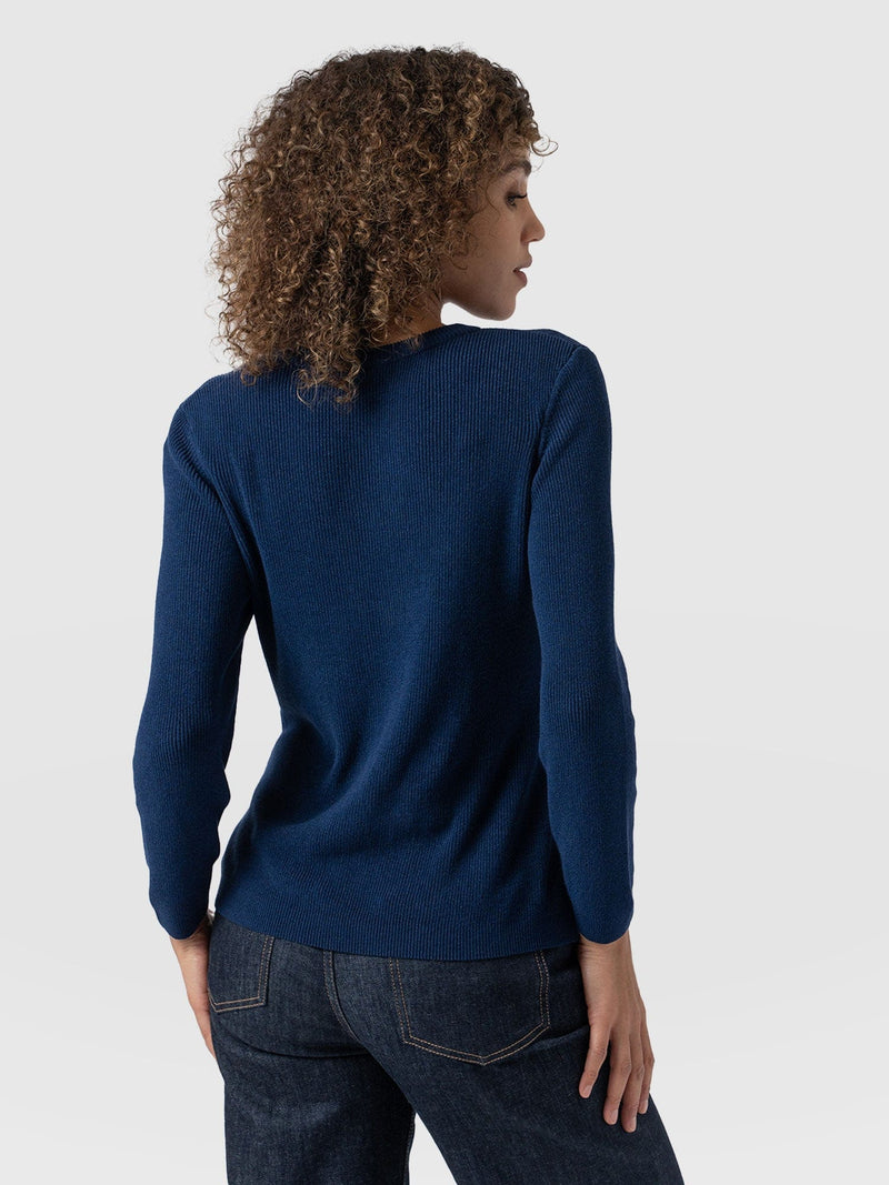 Honeycomb Rib Jumper Navy - Women's Jumpers | Saint + Sofia® EU