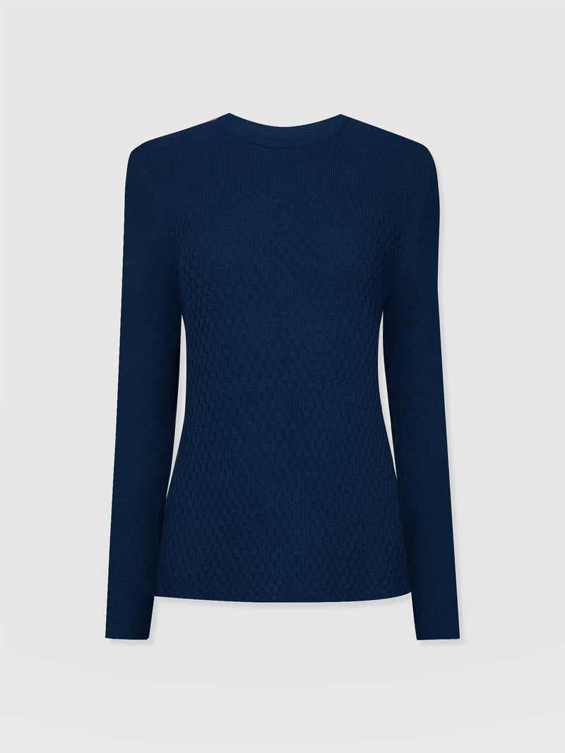 Honeycomb Rib Jumper Navy - Women's Jumpers | Saint + Sofia® EU