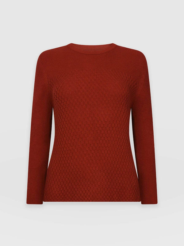 Honeycomb Rib Jumper Orange - Women's Jumpers | Saint + Sofia® EU