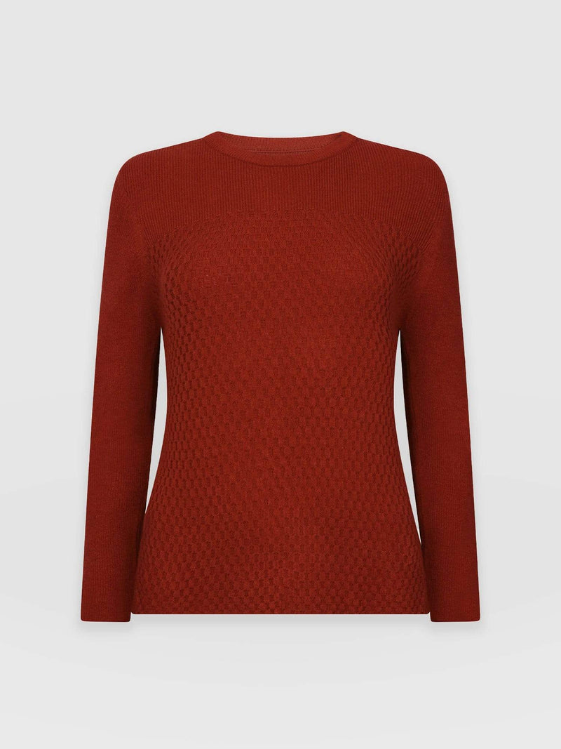 Honeycomb Rib Jumper Orange - Women's Jumpers | Saint + Sofia® EU