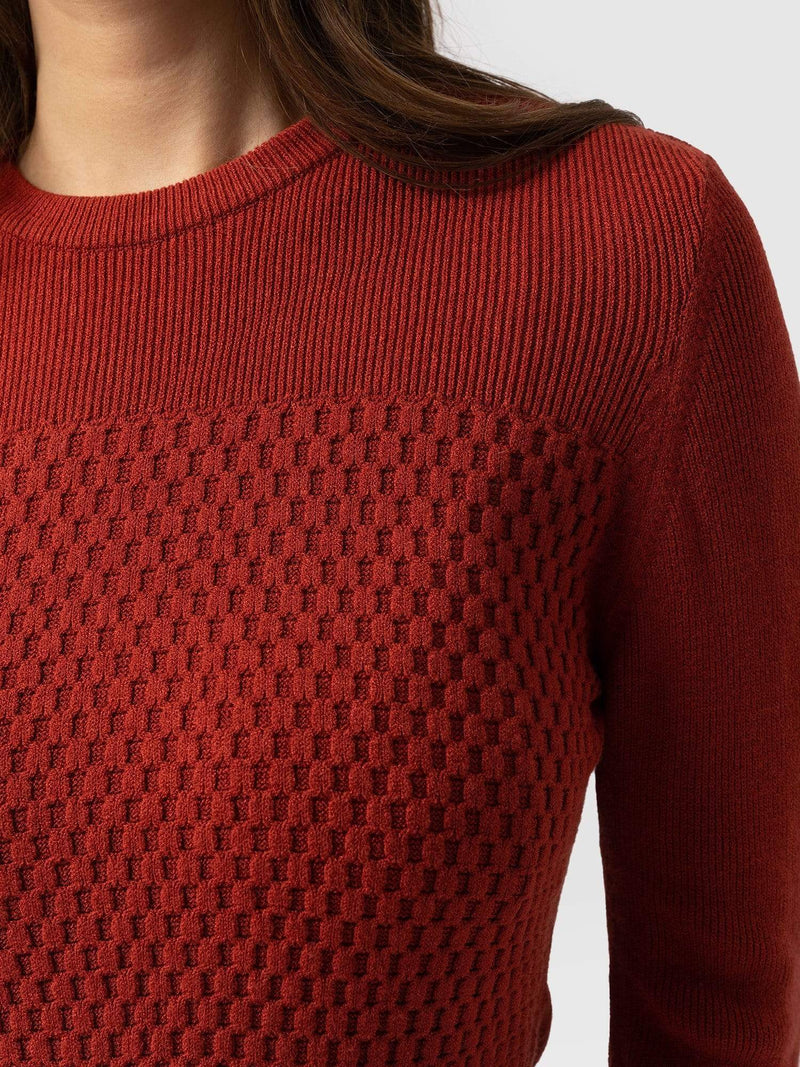 Honeycomb Rib Jumper Orange - Women's Jumpers | Saint + Sofia® EU