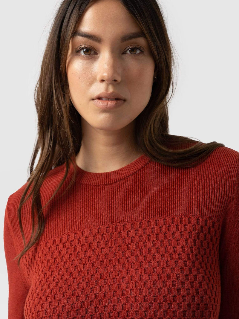 Honeycomb Rib Jumper Orange - Women's Jumpers | Saint + Sofia® EU