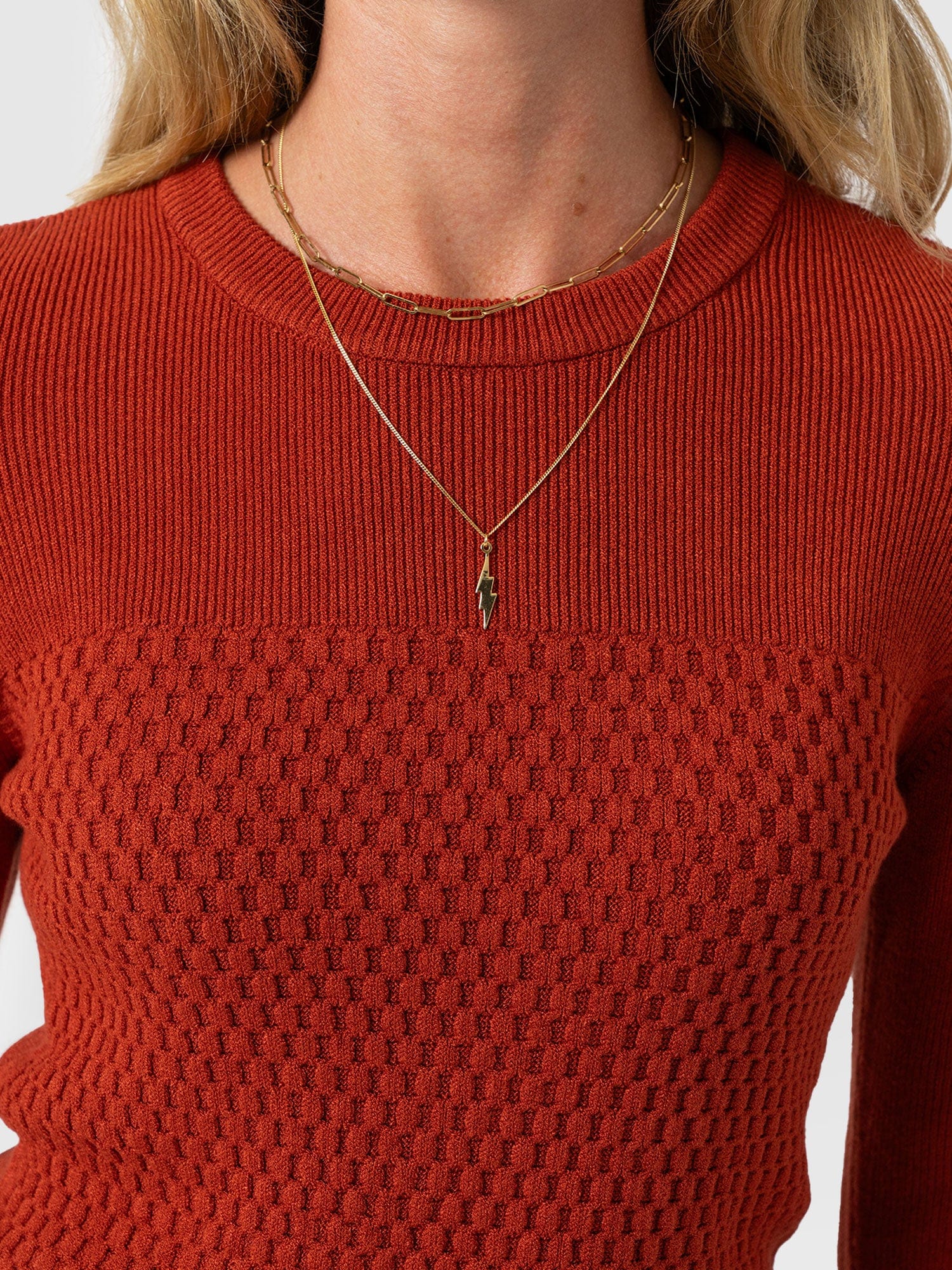 Honeycomb Rib Jumper Orange - Women's Jumpers | Saint + Sofia® EU