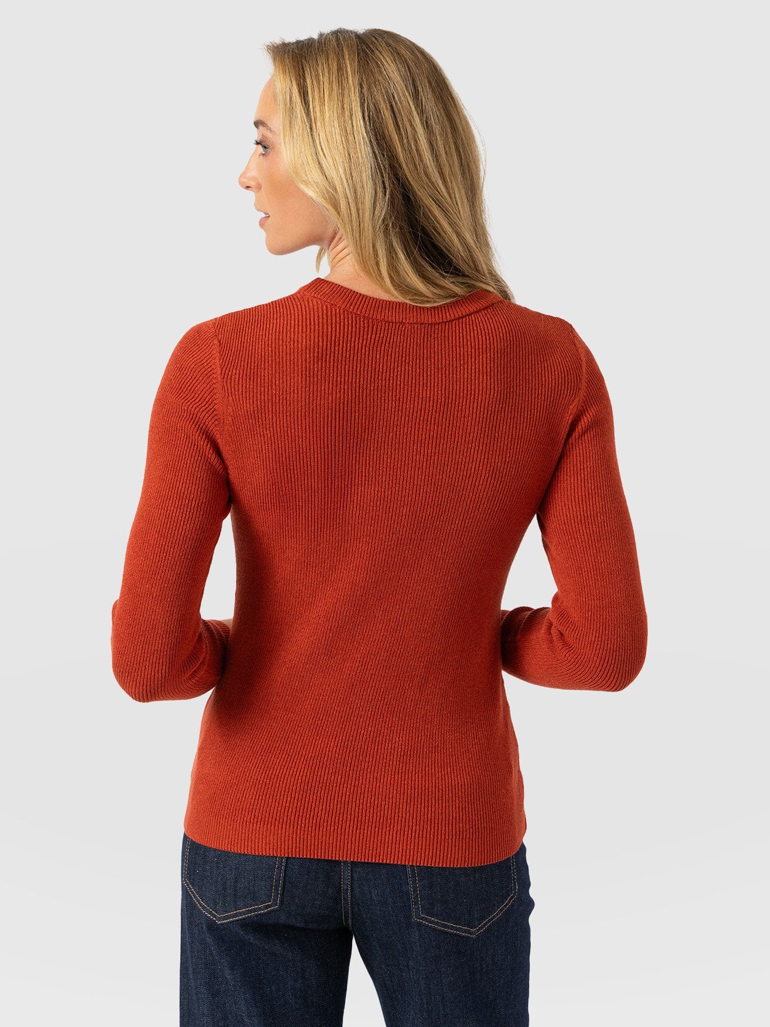 Honeycomb Rib Jumper Orange - Women's Jumpers | Saint + Sofia® EU