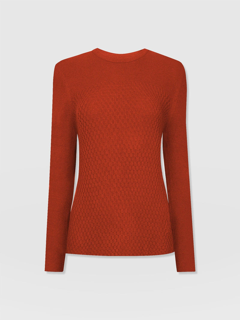 Honeycomb Rib Jumper Orange - Women's Jumpers | Saint + Sofia® EU
