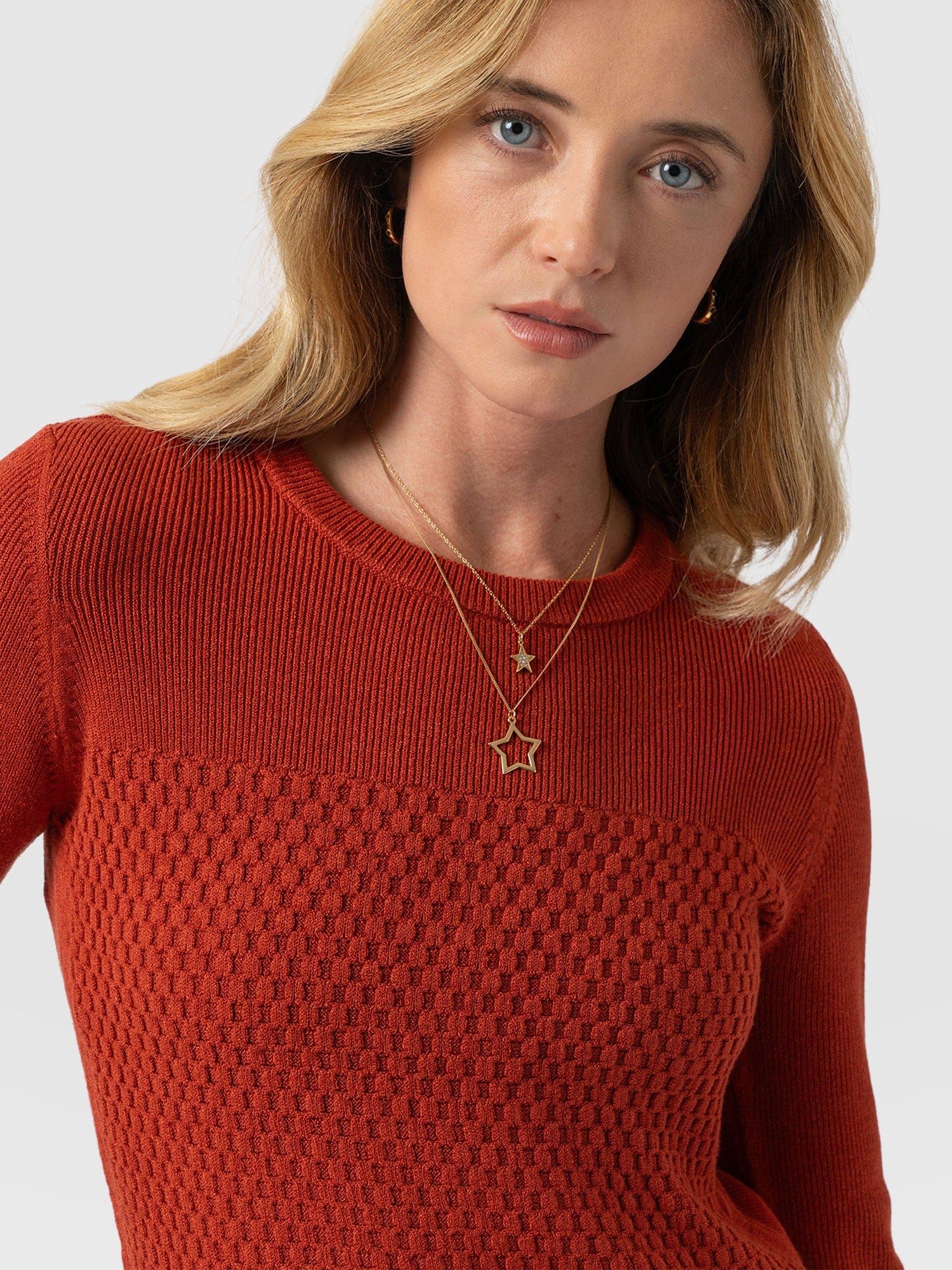 Honeycomb Rib Jumper Orange - Women's Jumpers | Saint + Sofia® EU