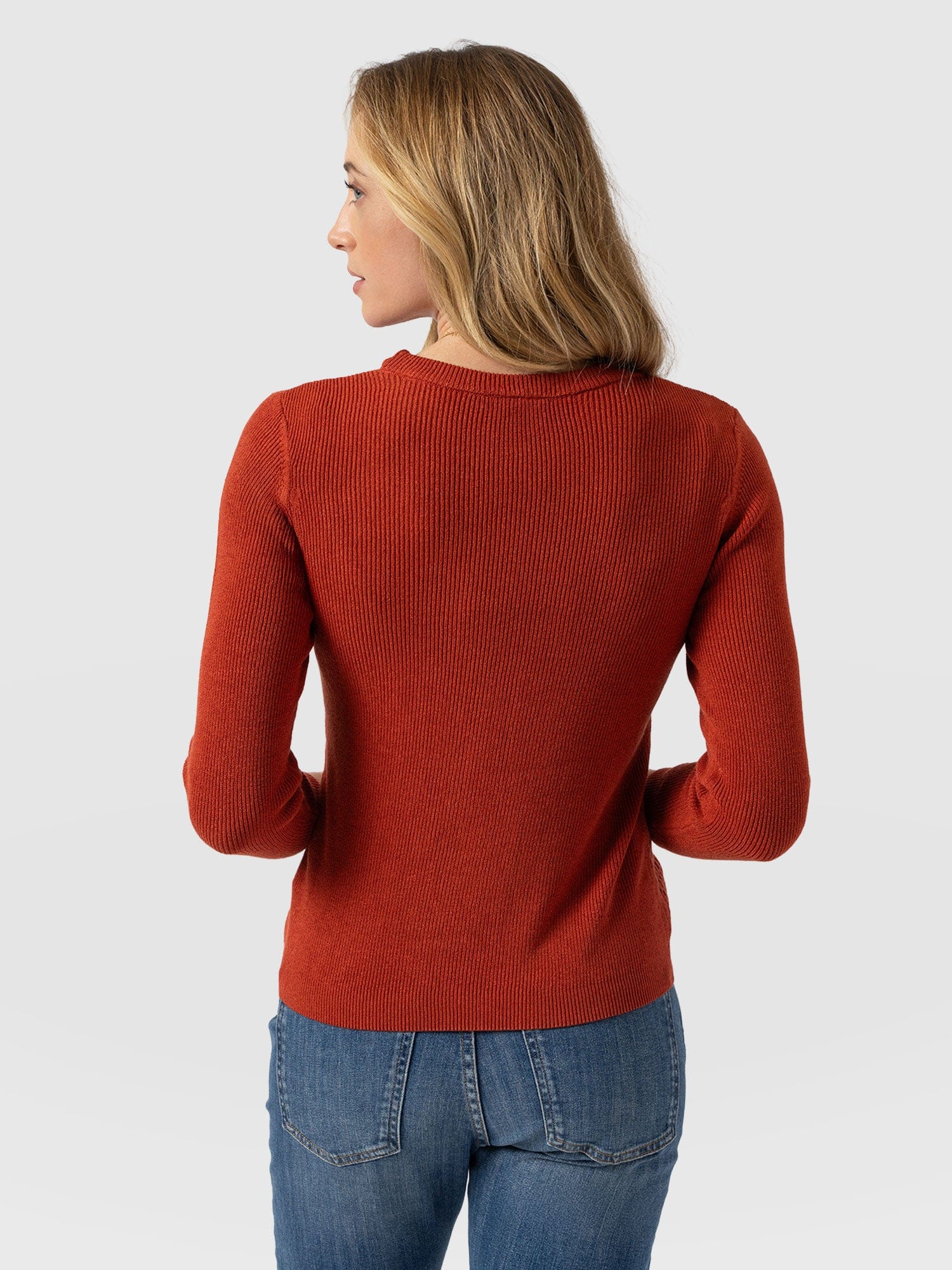 Honeycomb Rib Jumper Orange - Women's Jumpers | Saint + Sofia® EU