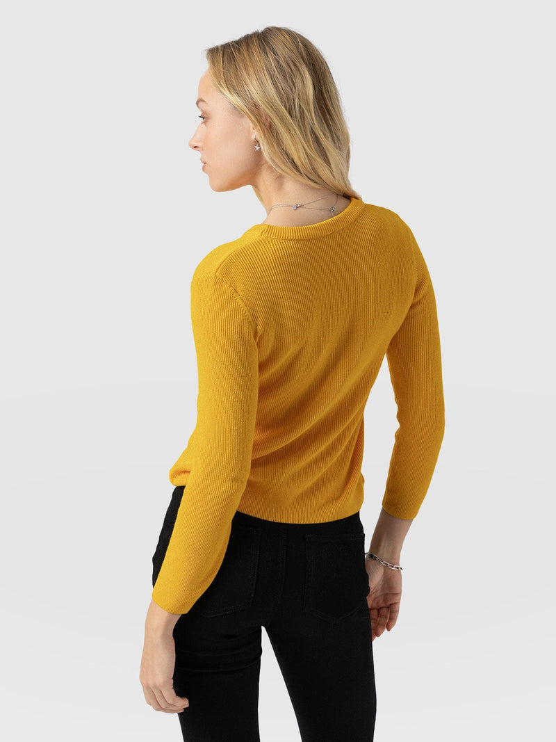 Honeycomb Rib Jumper Yellow - Women's Jumpers | Saint + Sofia® EU