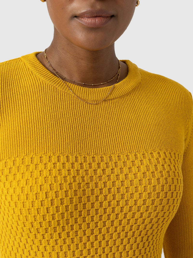 Honeycomb Rib Jumper Yellow - Women's Jumpers | Saint + Sofia® EU