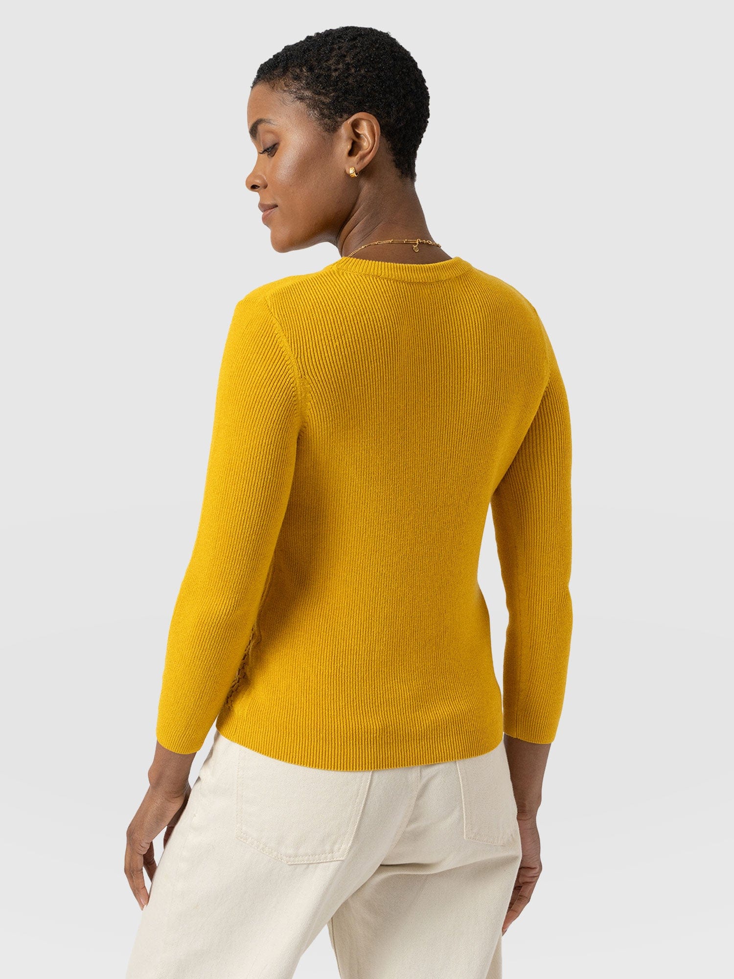 Honeycomb Rib Jumper Yellow - Women's Jumpers | Saint + Sofia® EU