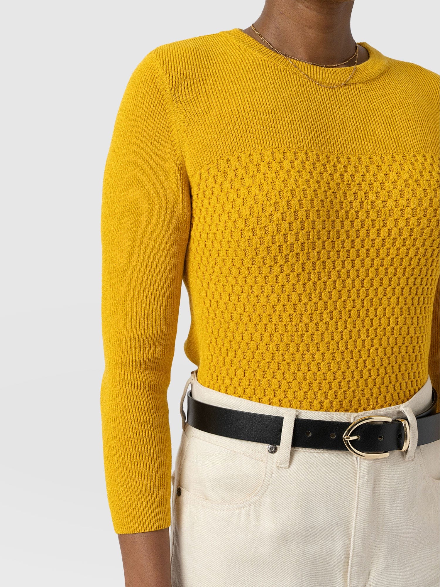 Honeycomb Rib Jumper Yellow - Women's Jumpers | Saint + Sofia® EU
