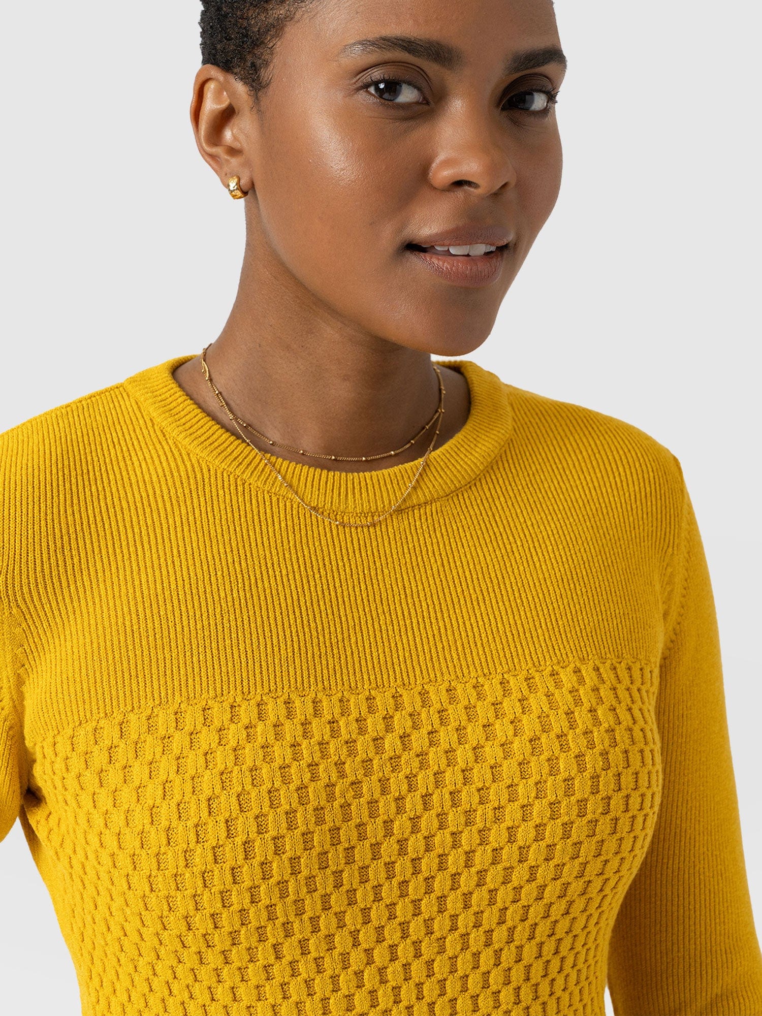 Honeycomb Rib Jumper Yellow - Women's Jumpers | Saint + Sofia® EU