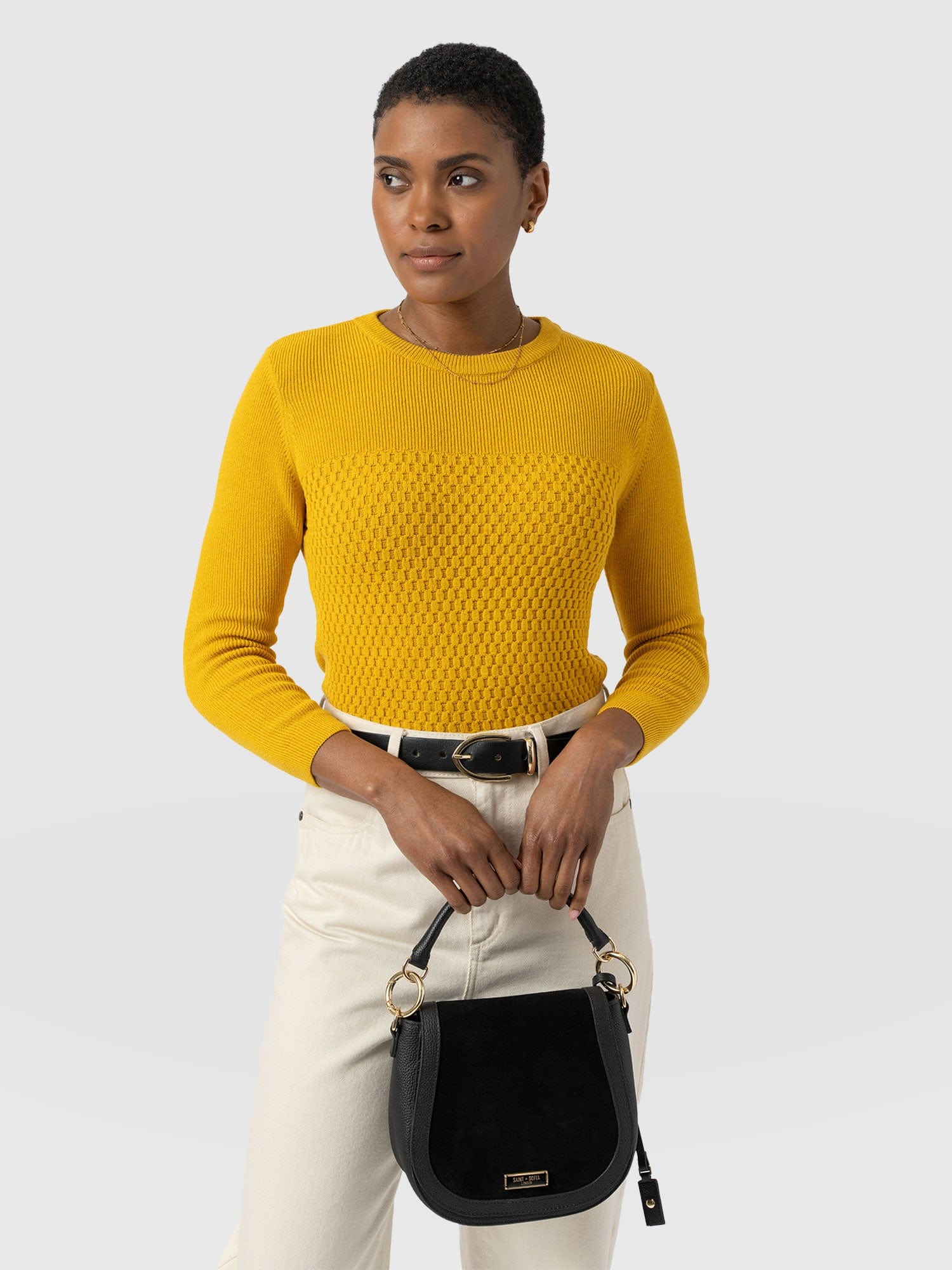 Honeycomb Rib Jumper Yellow - Women's Jumpers | Saint + Sofia® EU