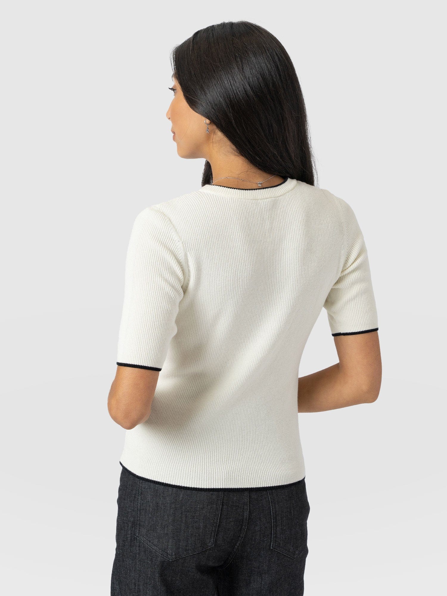 Honeycomb Short Sleeve Knit - Cream - Women's Knitwears | Saint + Sofia? EU
