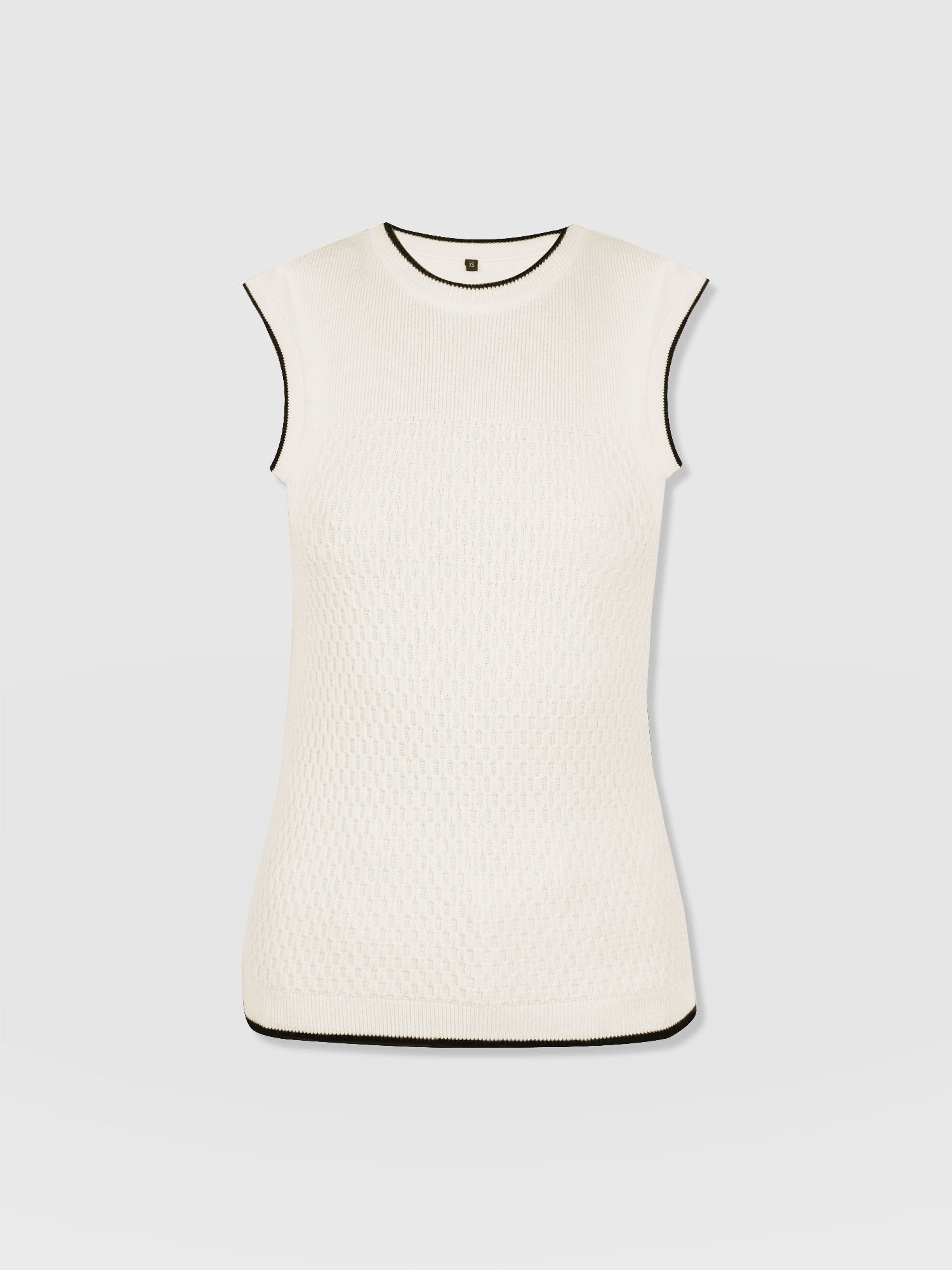 Honeycomb Sleeveless Rib Knit  - Cream - Women's Knitwears | Saint + Sofia® EU