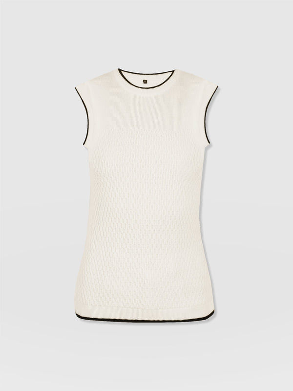 Honeycomb Sleeveless Rib Knit  - Cream - Women's Knitwears | Saint + Sofia® EU