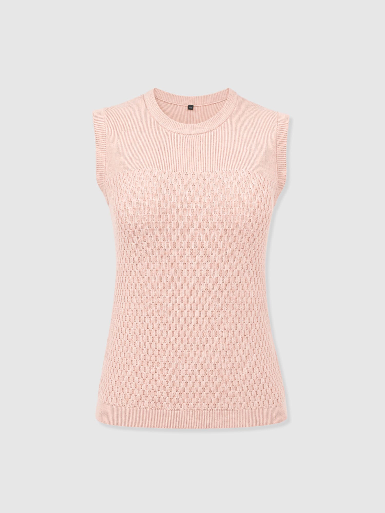 Honeycomb Sleeveless Rib Knit - Pale Pink - Women's Knitwears | Saint and Sofia® EU