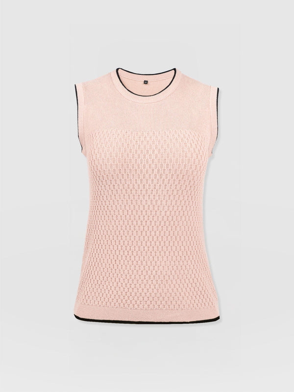 Honeycomb Sleeveless Rib Knit - Pale Pink - Women's Knitwears | Saint + Sofia? EU