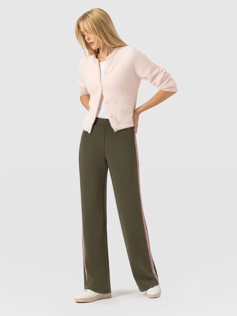 Hoxton Straight Leg Pant - Khaki - Pink Stripe - Women's Trousers | Saint and Sofia® EU