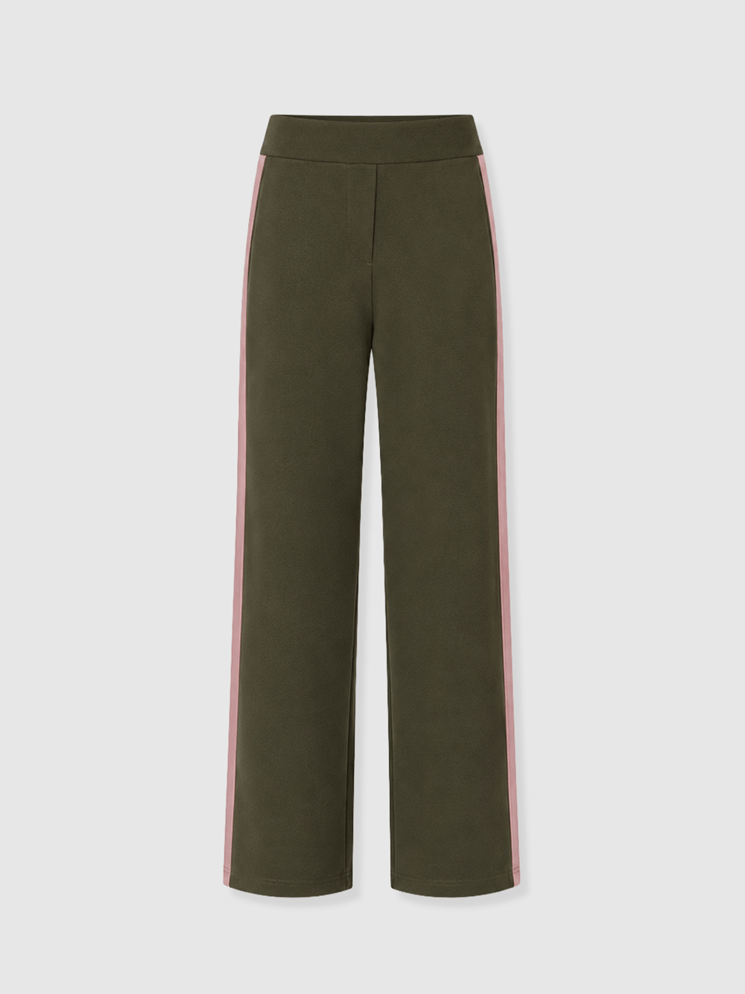 Hoxton Straight Leg Pant - Khaki - Pink Stripe - Women's Trousers | Saint and Sofia® EU