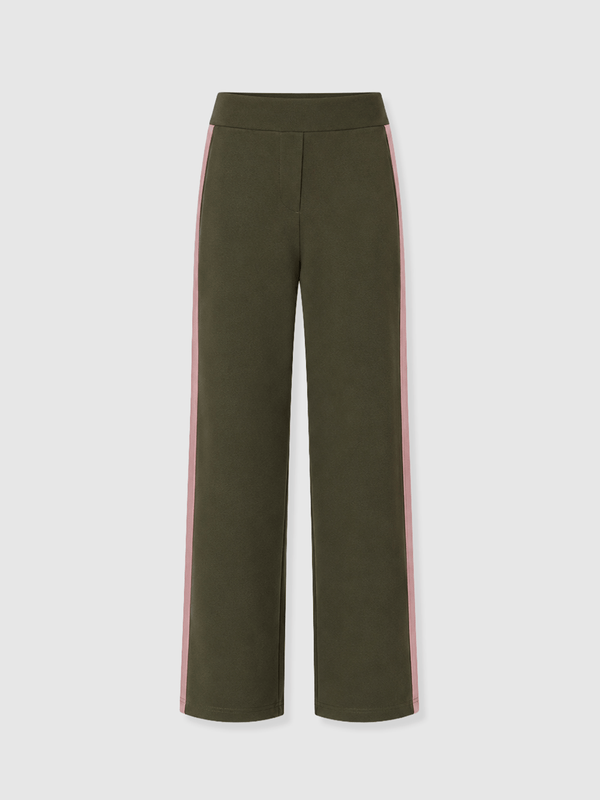 Hoxton Straight Leg Pant - Khaki - Pink Stripe