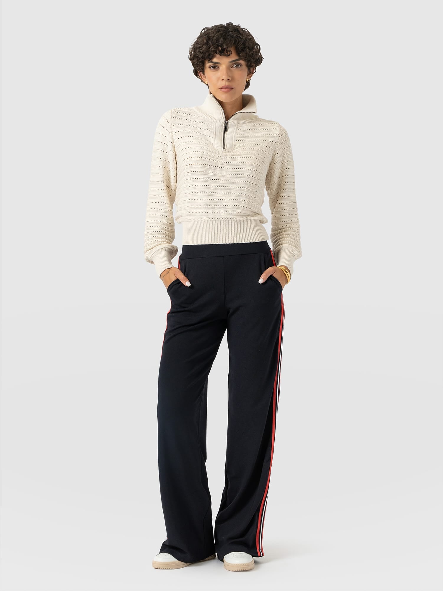 Hoxton Straight Leg Pant Navy/Red Stripe - Women's Trousers | Saint and Sofia® EU