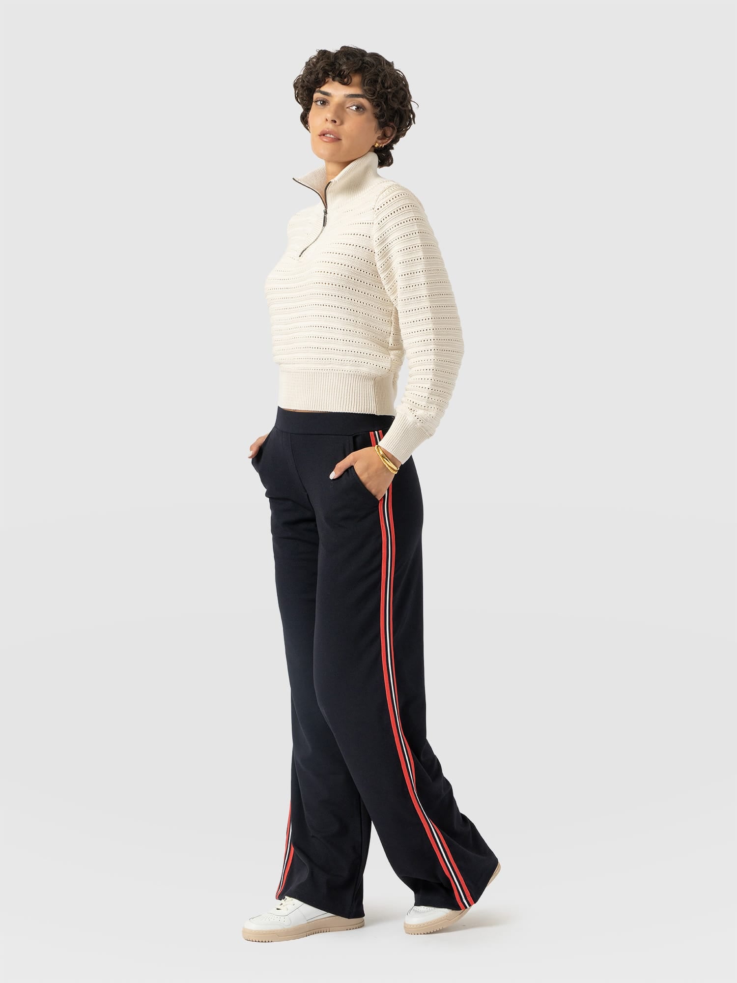 Hoxton Straight Leg Pant Navy/Red Stripe - Women's Trousers | Saint and Sofia® EU