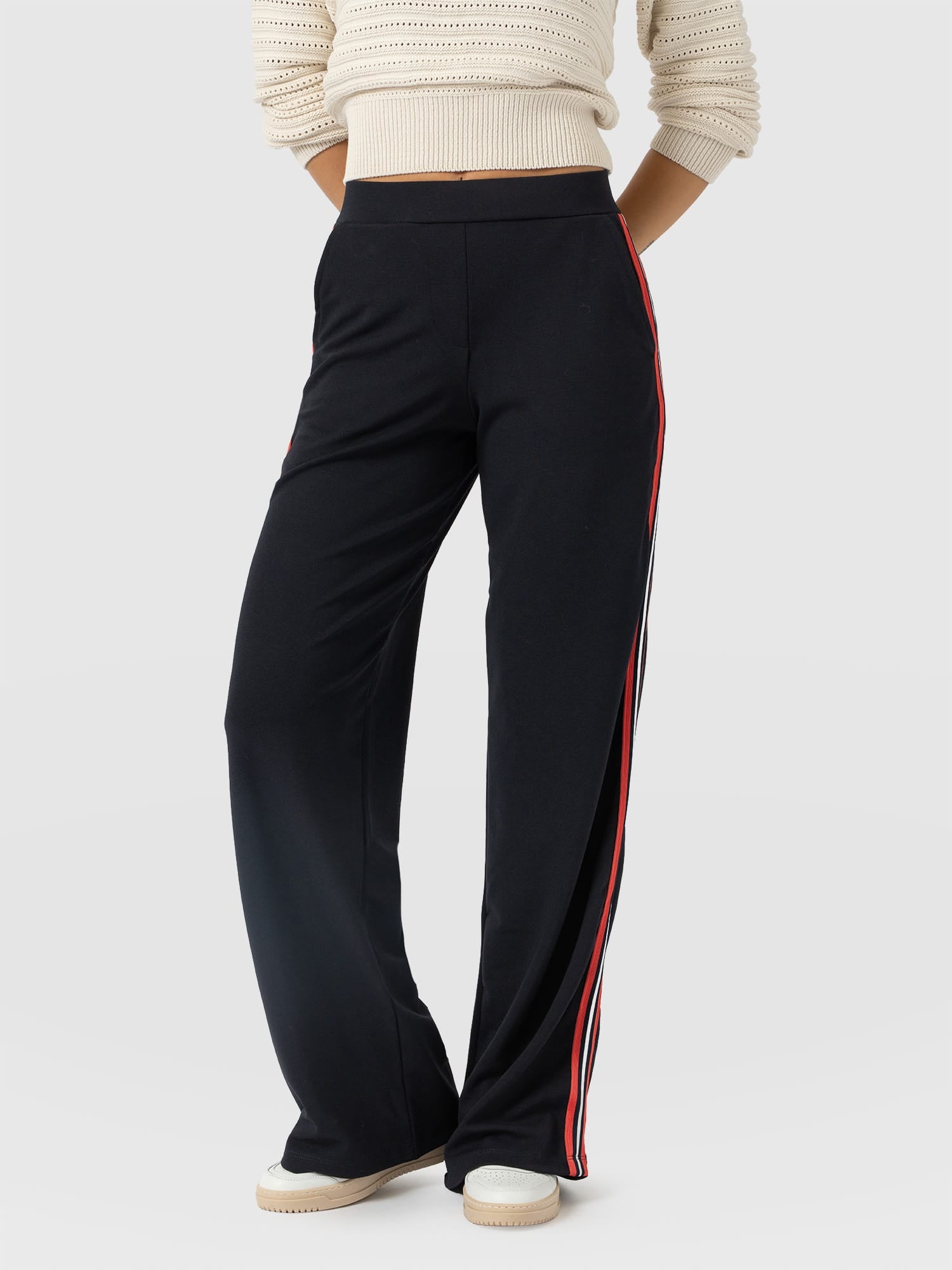 Hoxton Straight Leg Pant Navy/Red Stripe - Women's Trousers | Saint and Sofia® EU