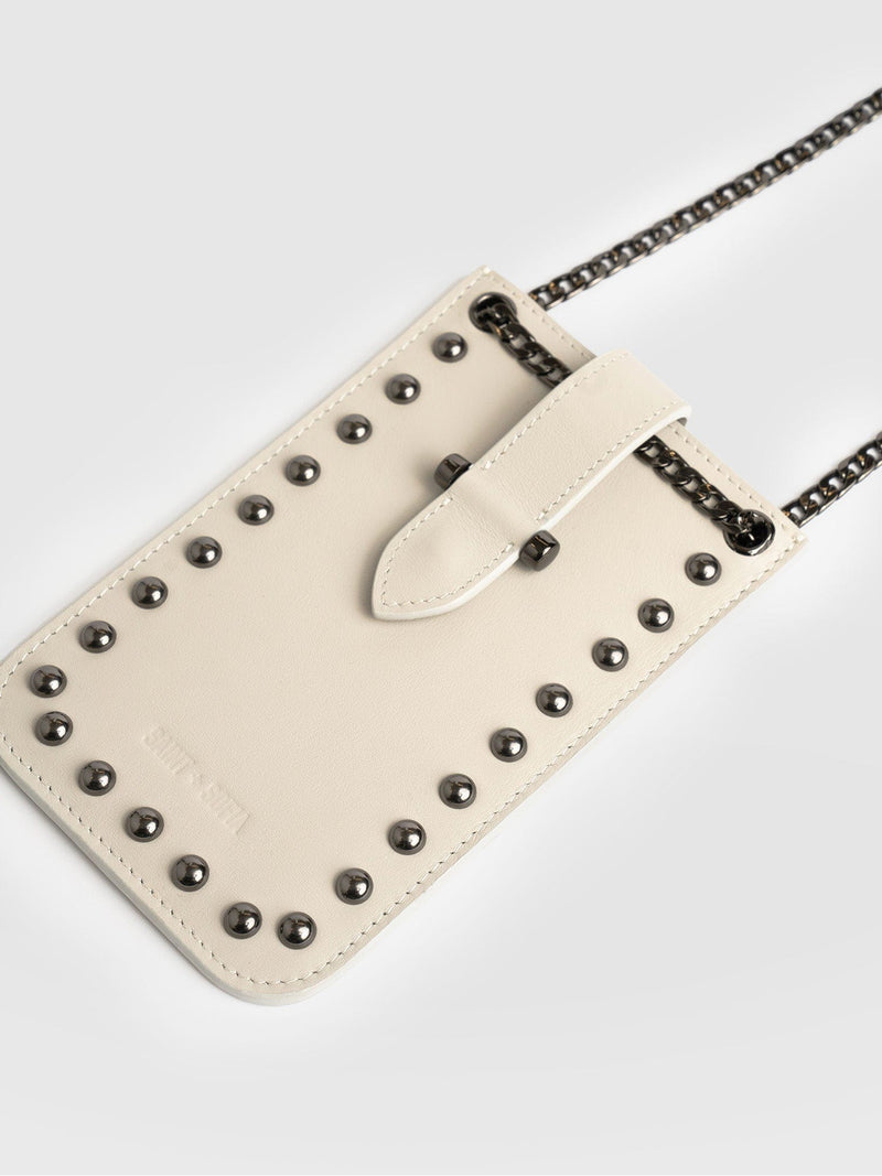 Hoxton Studded Phone Bag Cream - Women's Phone Bag | Saint + Sofia® EU