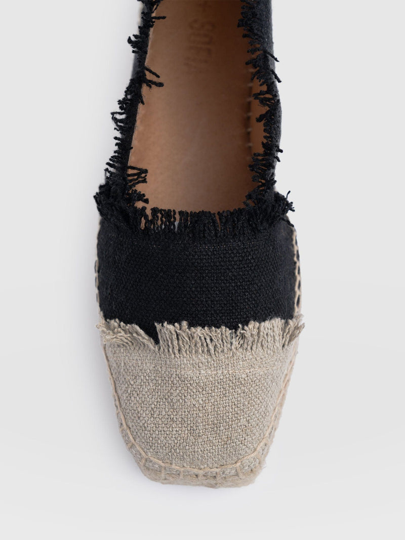 Ivy Frayed Espadrille Pumps - Black - Women's Sandalss | Saint + Sofia® EU