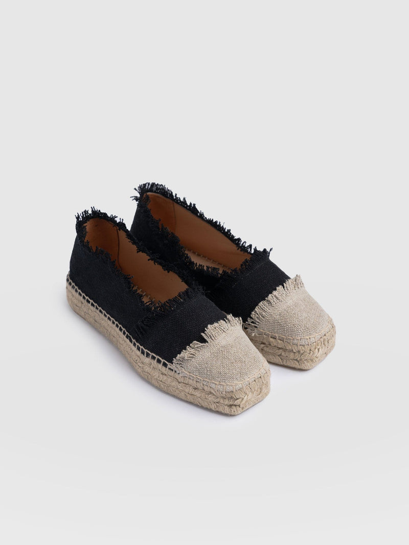 Ivy Frayed Espadrille Pumps - Black - Women's Sandalss | Saint + Sofia® EU
