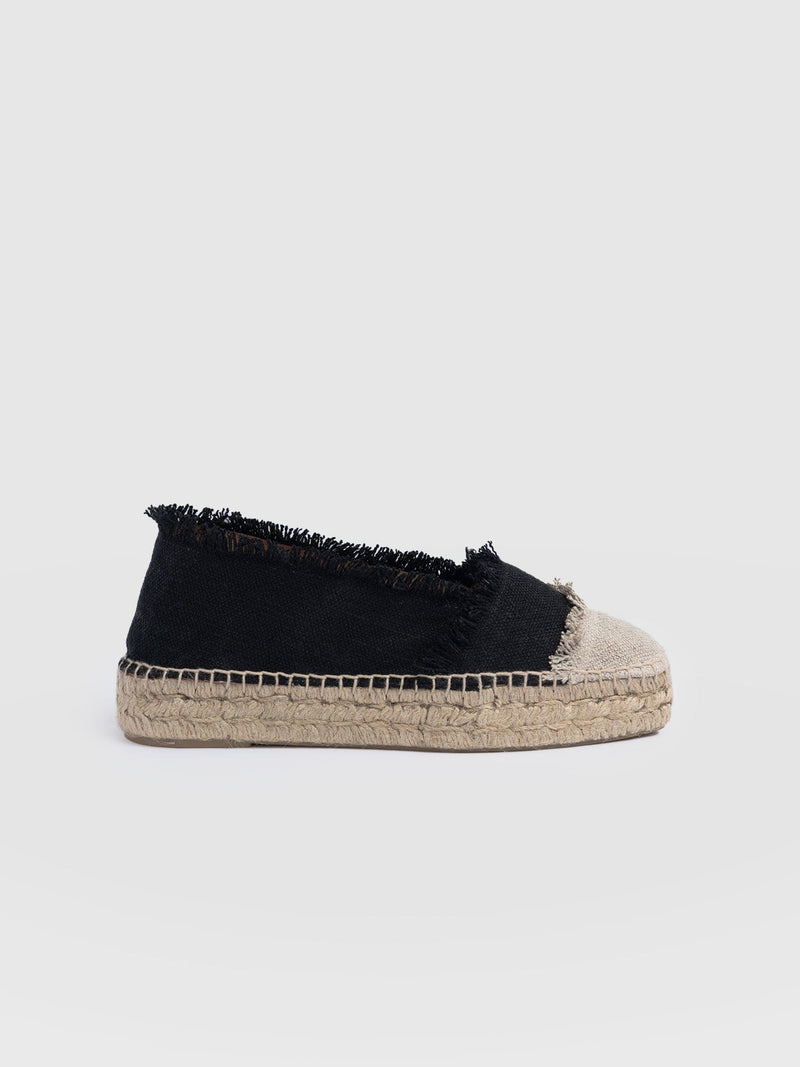 Ivy Frayed Espadrille Pumps - Black - Women's Sandalss | Saint + Sofia® EU