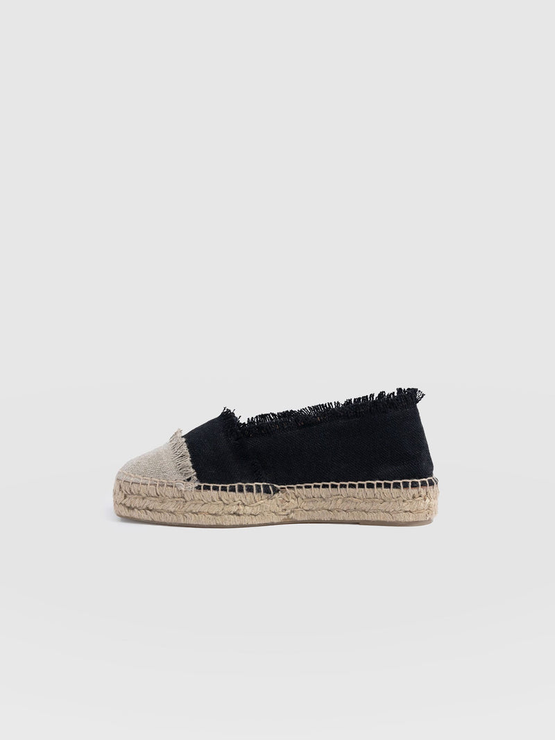 Ivy Frayed Espadrille Pumps - Black - Women's Sandalss | Saint + Sofia® EU