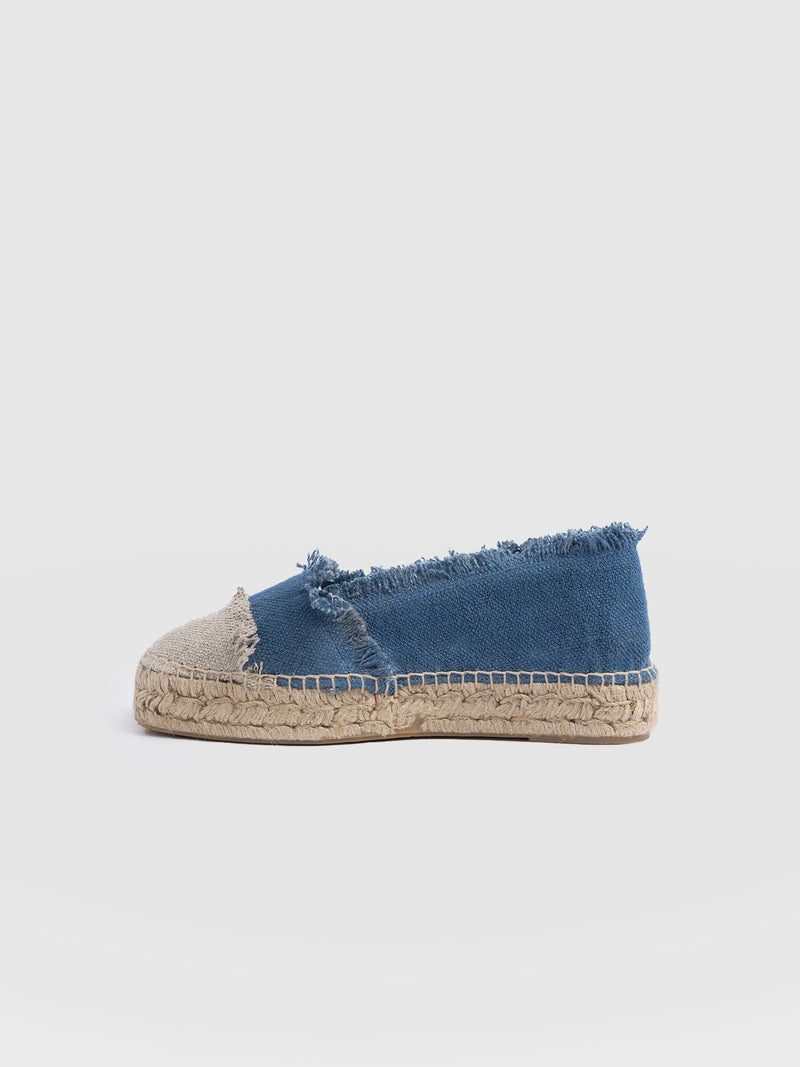 Ivy Frayed Espadrille Pumps - Blue - Women's Sandalss | Saint + Sofia® EU